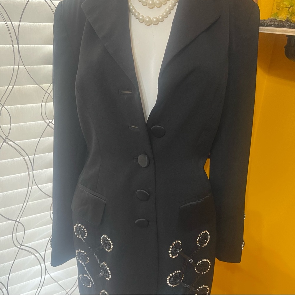 Orlando Rossi rhinestone long tuxedo jacket coat (Sz 8) formal (sample) blazer